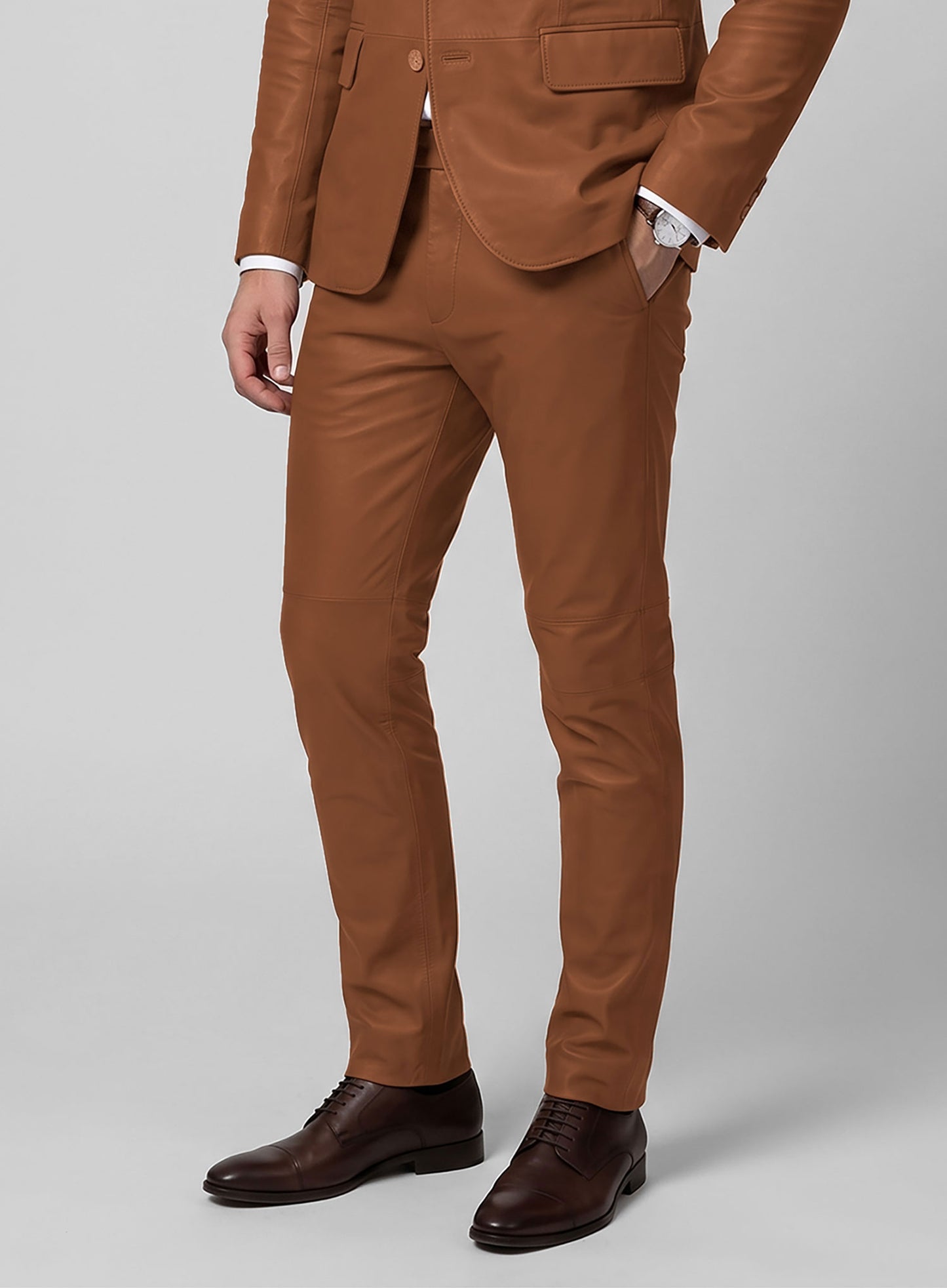 Log Cabin Brown Leather Suit