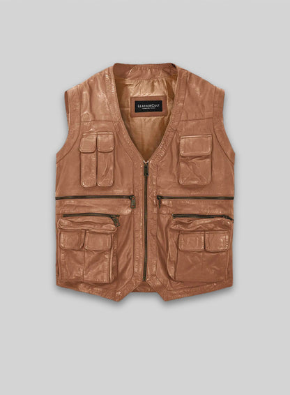 Log Cabin Brown Chris Pratt Jurassic World Leather Vest Wash&Wax
