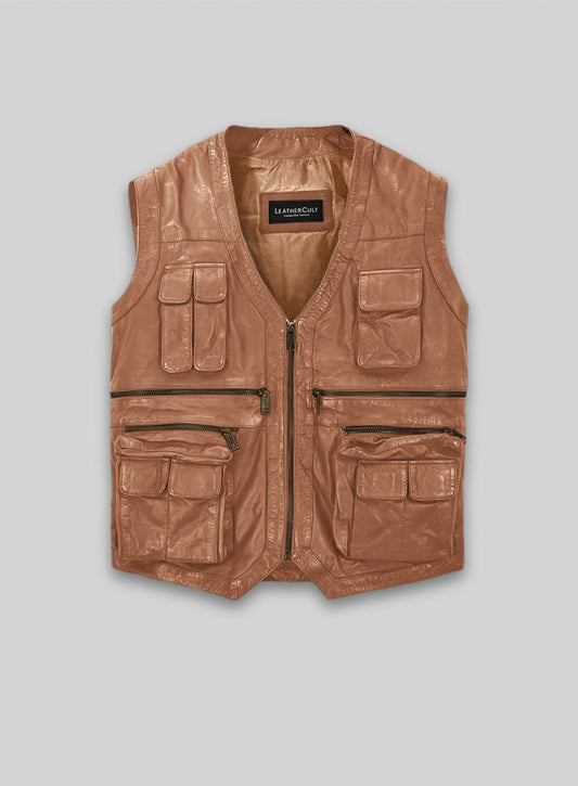 Log Cabin Brown Chris Pratt Jurassic World Leather Vest Wash&Wax