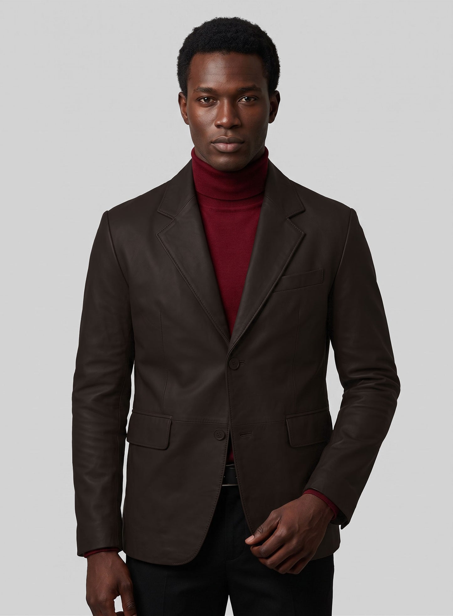 Louis Brown Lambskin Leather Blazer