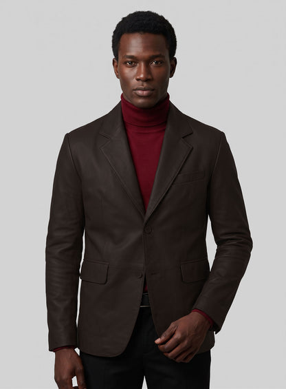 Louis Brown Lambskin Leather Blazer