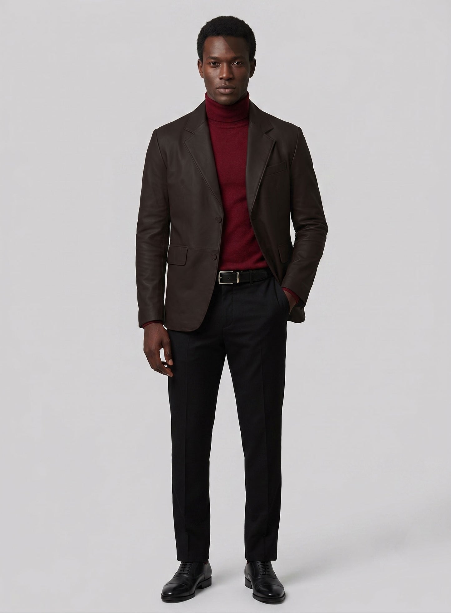 Louis Brown Lambskin Leather Blazer