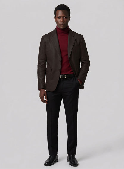 Louis Brown Lambskin Leather Blazer