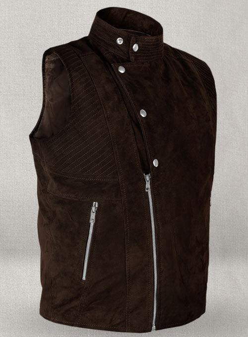 Soft Dark Brown Suede Leather Vest # 354 - LeatherCult