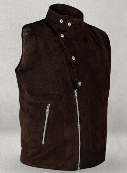 Soft Dark Brown Suede Leather Vest # 354 - LeatherCult
