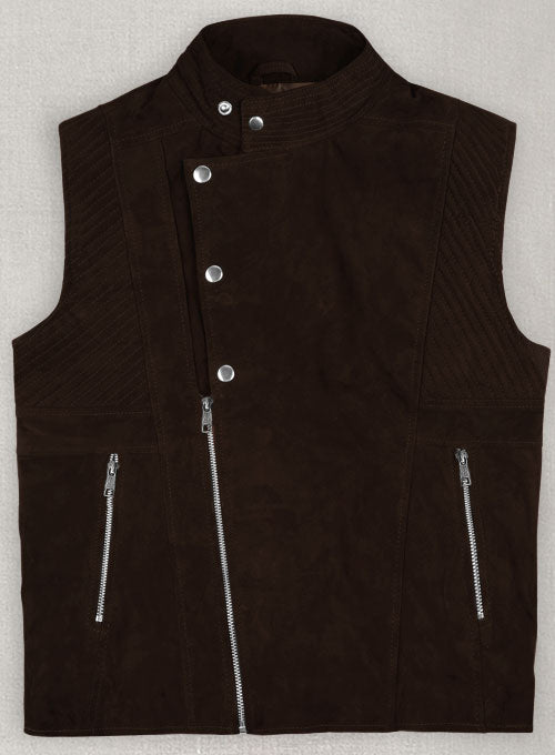 Soft Dark Brown Suede Leather Vest # 354 - LeatherCult