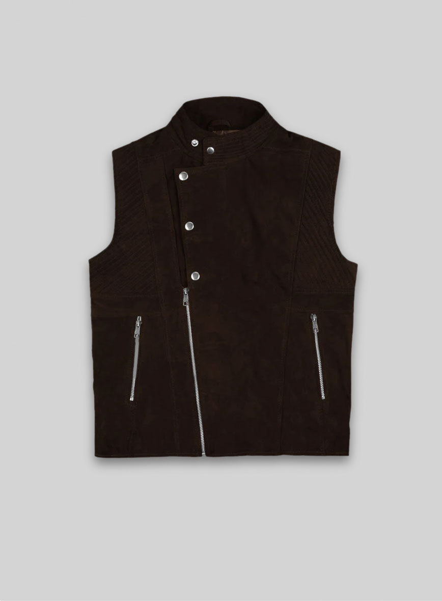 Soft Dark Brown Suede Leather Vest # 354