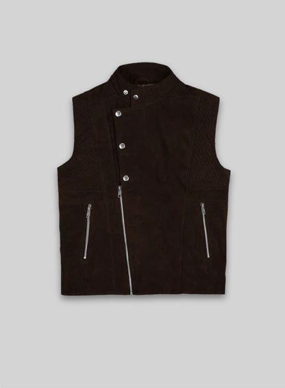 Soft Dark Brown Suede Leather Vest # 354