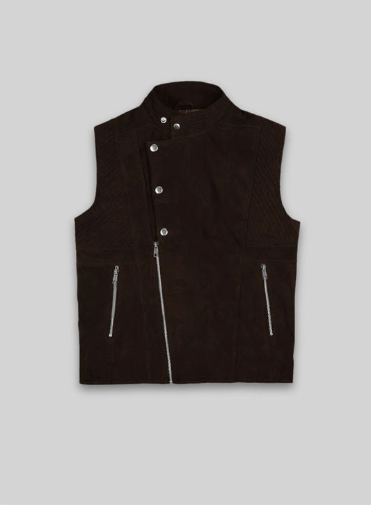 Soft Dark Brown Suede Leather Vest # 354