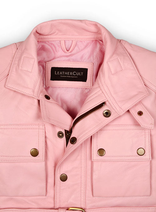 Light Pink Leather Jacket # 286 - LeatherCult
