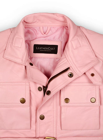Light Pink Leather Jacket # 286 - LeatherCult