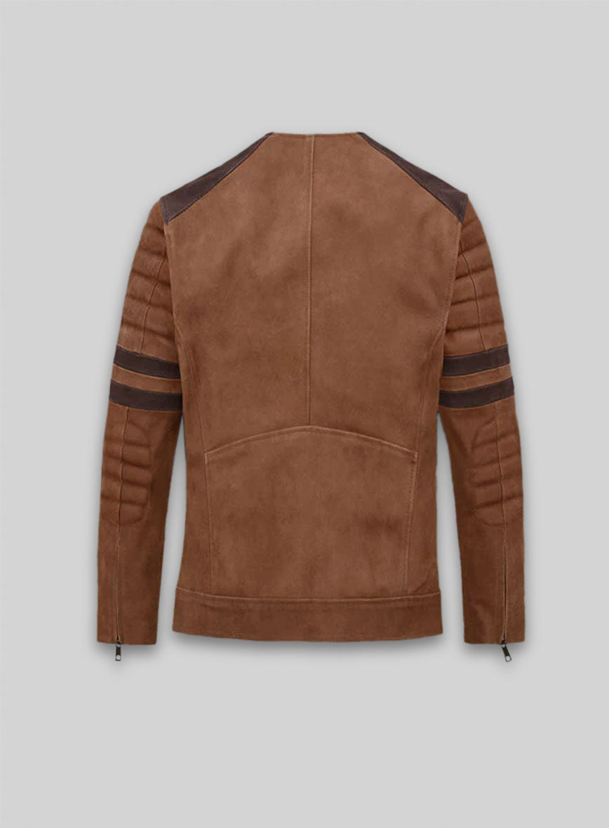 Light Vintage Tan Hide Leather Fighter T-Shirt Jacket