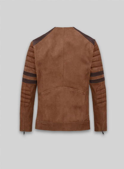 Light Vintage Tan Hide Leather Fighter T-Shirt Jacket