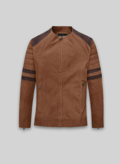 Light Vintage Tan Hide Leather Fighter T-Shirt Jacket