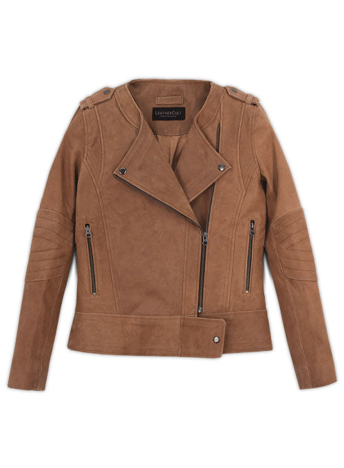 Light Vintage Tan Hide Leather Jacket # 220 - LeatherCult