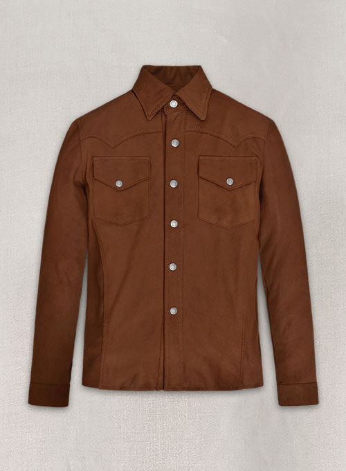 Light Weight Unlined Brown Leather Shirt - LeatherCult