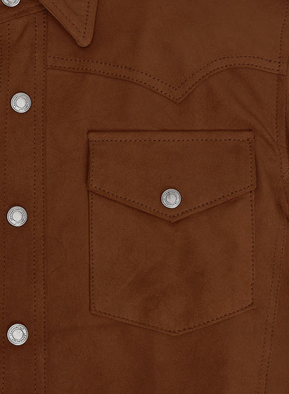 Light Weight Unlined Brown Leather Shirt - LeatherCult