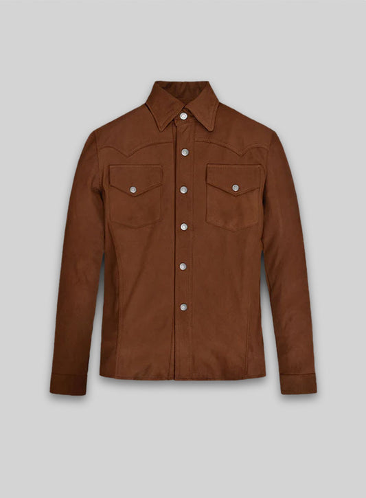 Light Weight Unlined Brown Leather Shirt