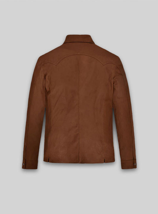 Light Weight Unlined Brown Leather Shirt