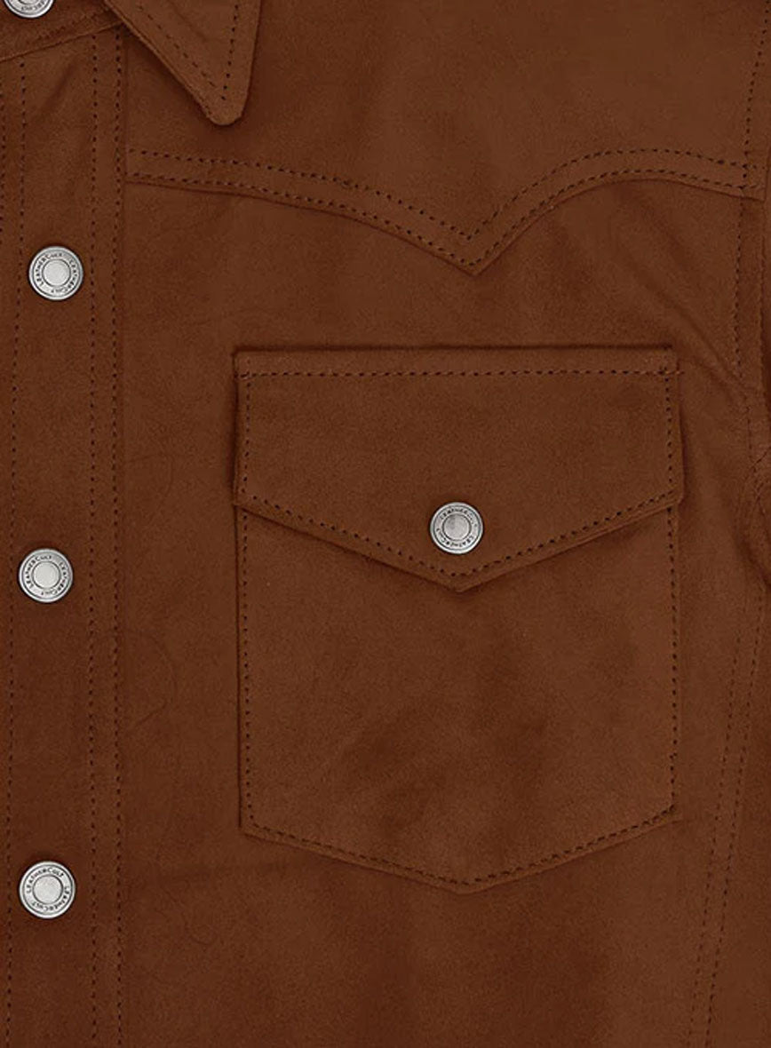 Light Weight Unlined Brown Leather Shirt