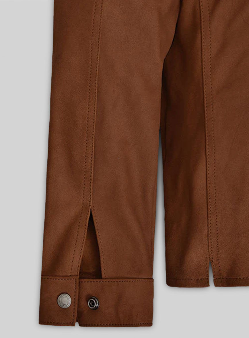Light Weight Unlined Brown Leather Shirt