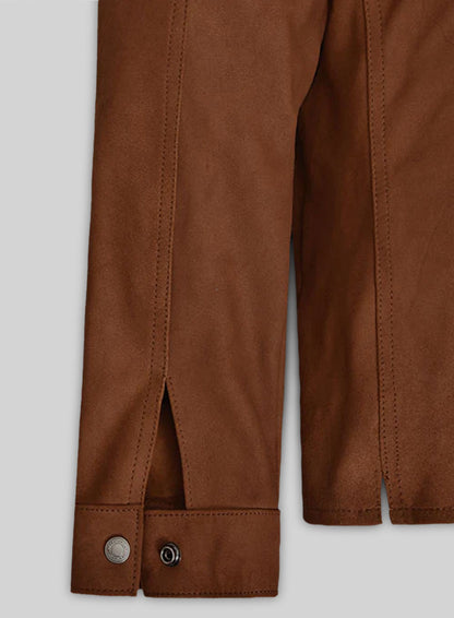 Light Weight Unlined Brown Leather Shirt