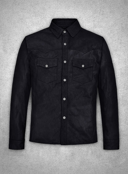 Light Weight Unlined Deep Blue Leather Shirt - LeatherCult