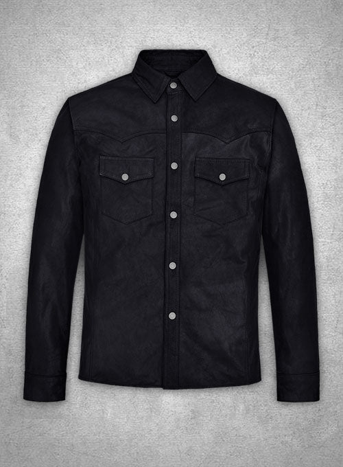 Light Weight Unlined Deep Blue Leather Shirt - LeatherCult
