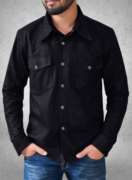 Light Weight Unlined Deep Blue Leather Shirt - LeatherCult