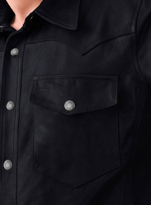 Light Weight Unlined Deep Blue Leather Shirt - LeatherCult