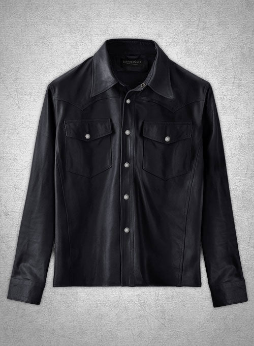 Light Weight Unlined Deep Blue Leather Shirt - LeatherCult