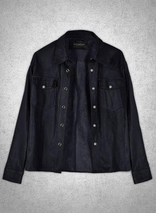 Light Weight Unlined Deep Blue Leather Shirt - LeatherCult