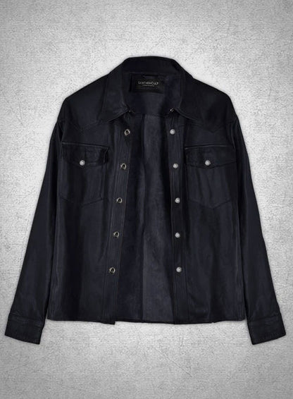 Light Weight Unlined Deep Blue Leather Shirt - LeatherCult