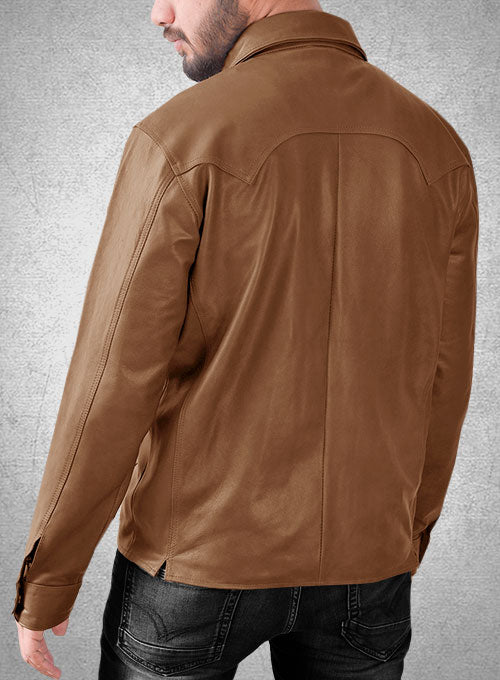 Light Weight Unlined Tan Leather Shirt - LeatherCult