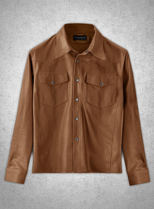 Light Weight Unlined Tan Leather Shirt - LeatherCult