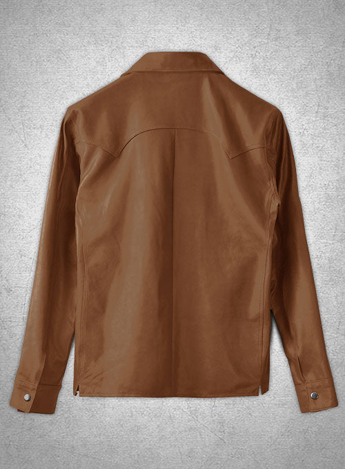 Light Weight Unlined Tan Leather Shirt - LeatherCult