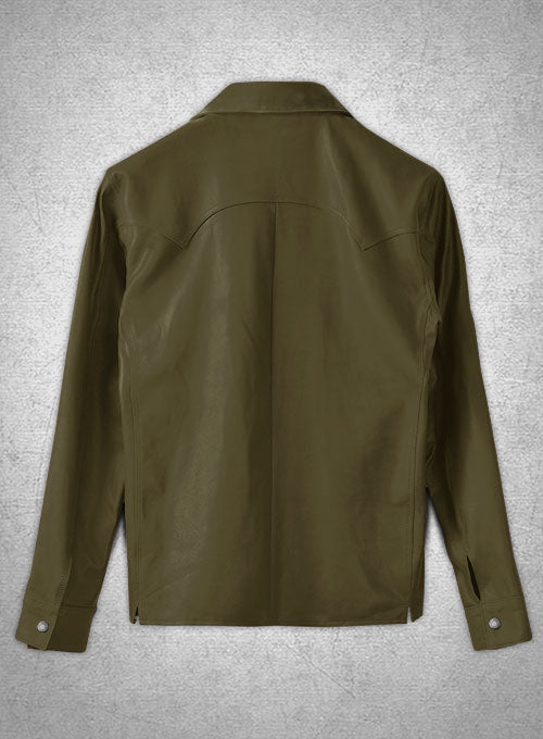 Light Weight Unlined Mauve Green Leather Shirt - LeatherCult