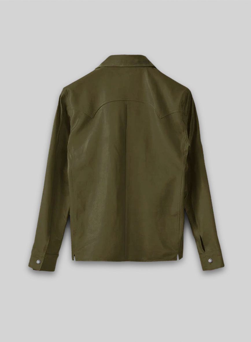 Light Weight Unlined Mauve Green Leather Shirt