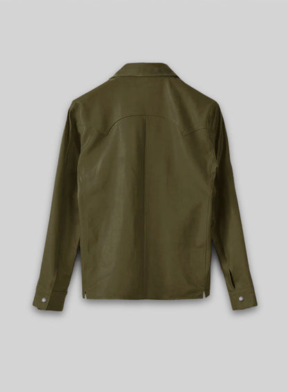 Light Weight Unlined Mauve Green Leather Shirt