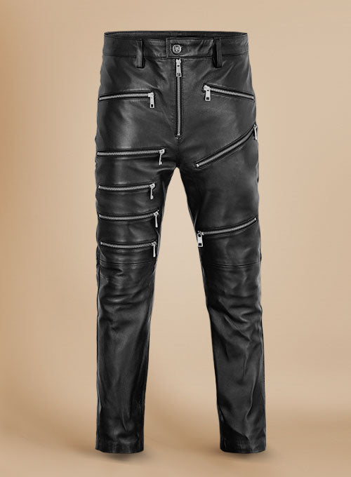 Leather Zipper Jeans - Style # 9 - LeatherCult