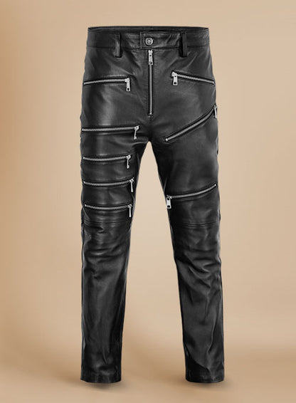 Leather Zipper Jeans - Style # 9 - LeatherCult