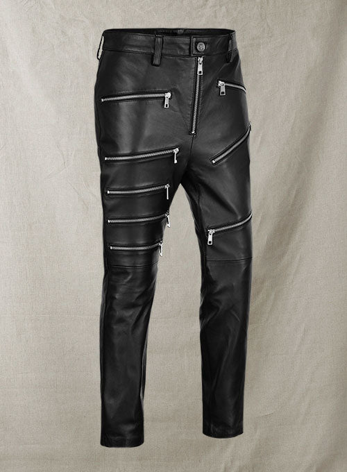 Leather Zipper Jeans - Style # 9 - LeatherCult