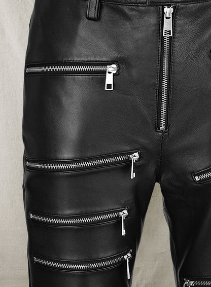 Leather Zipper Jeans - Style # 9 - LeatherCult