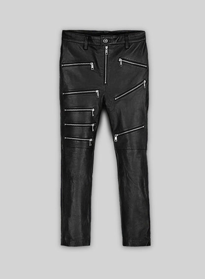 Leather Zipper Jeans - Style # 9
