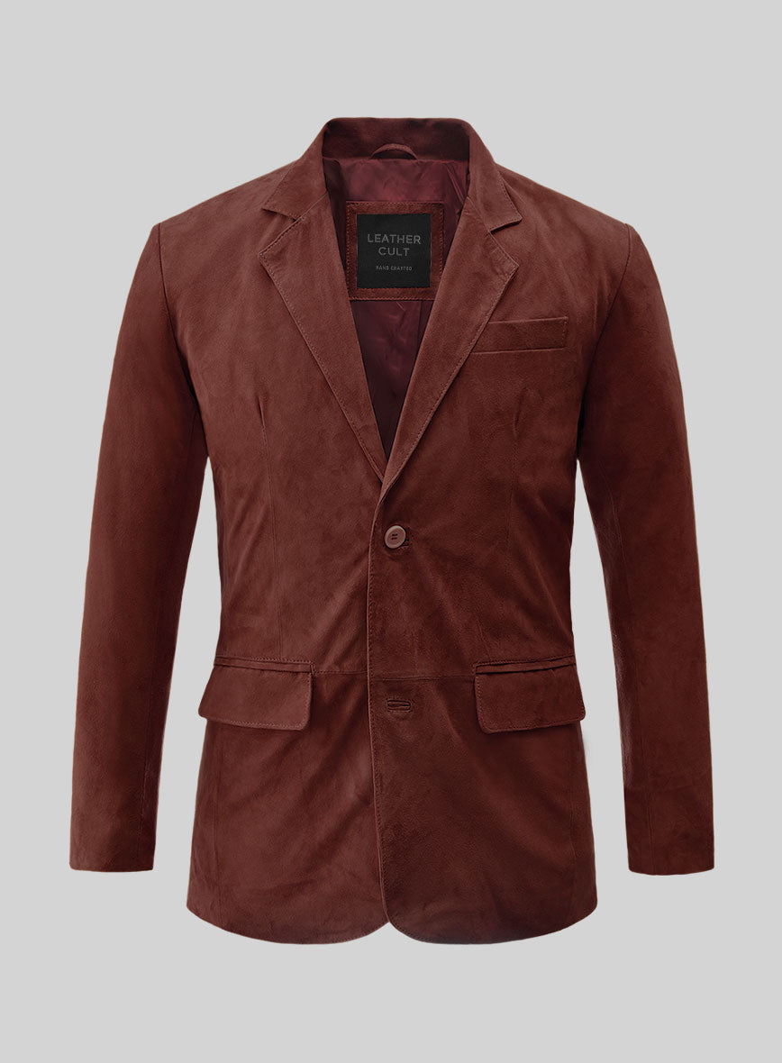 Mahogany Brown Suede Leather Blazer