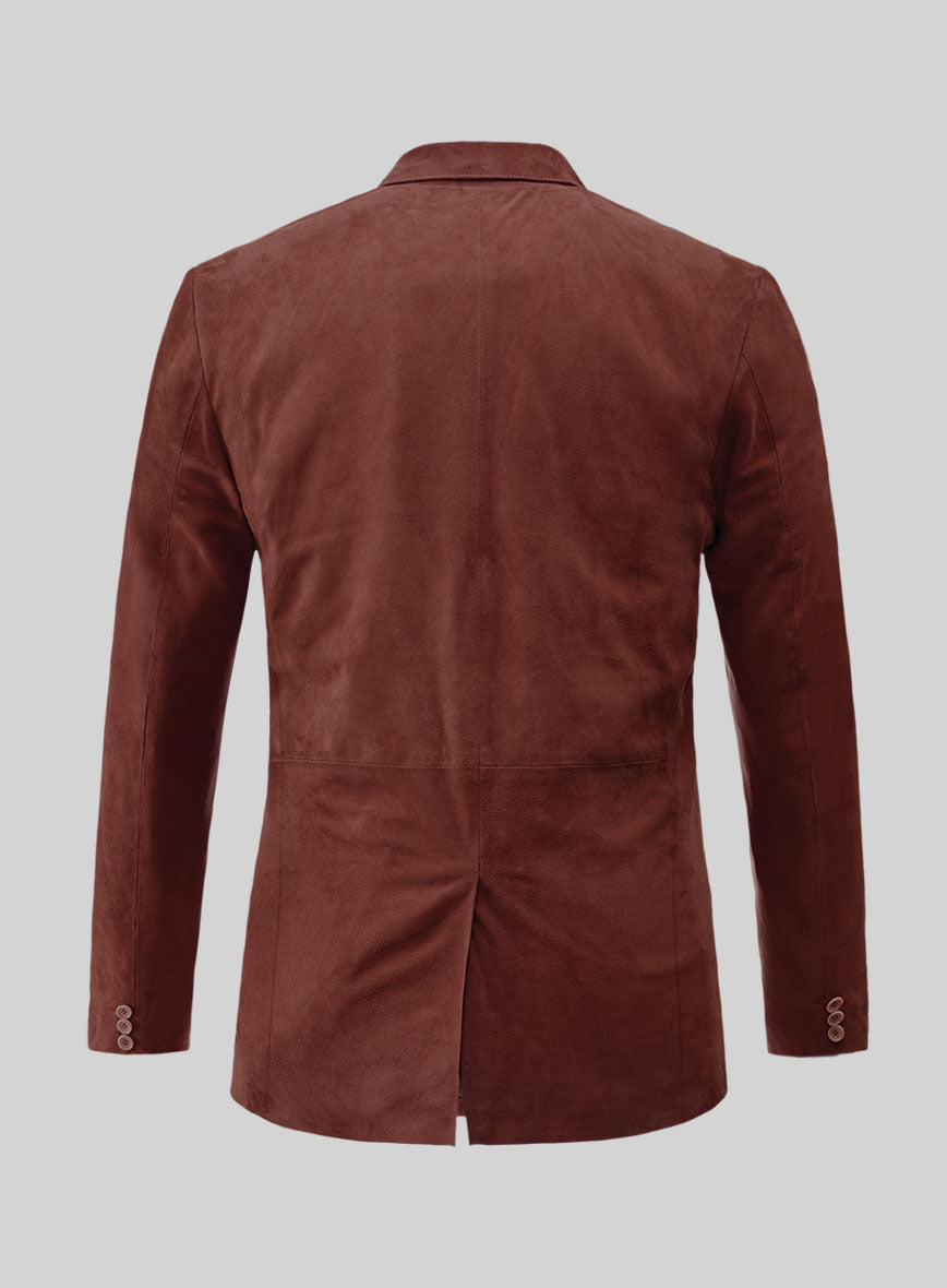 Mahogany Brown Suede Leather Blazer