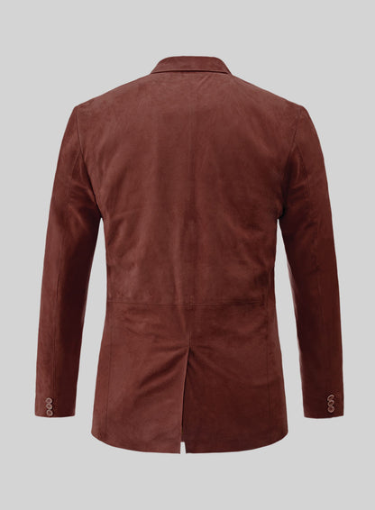 Mahogany Brown Suede Leather Blazer