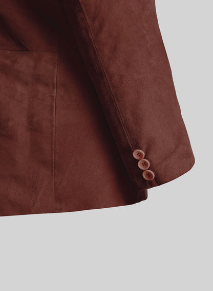 Mahogany Brown Suede Leather Blazer