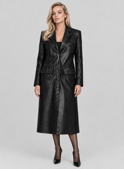 Margot Robbie Wolf Of Wall Street Leather Long Coat