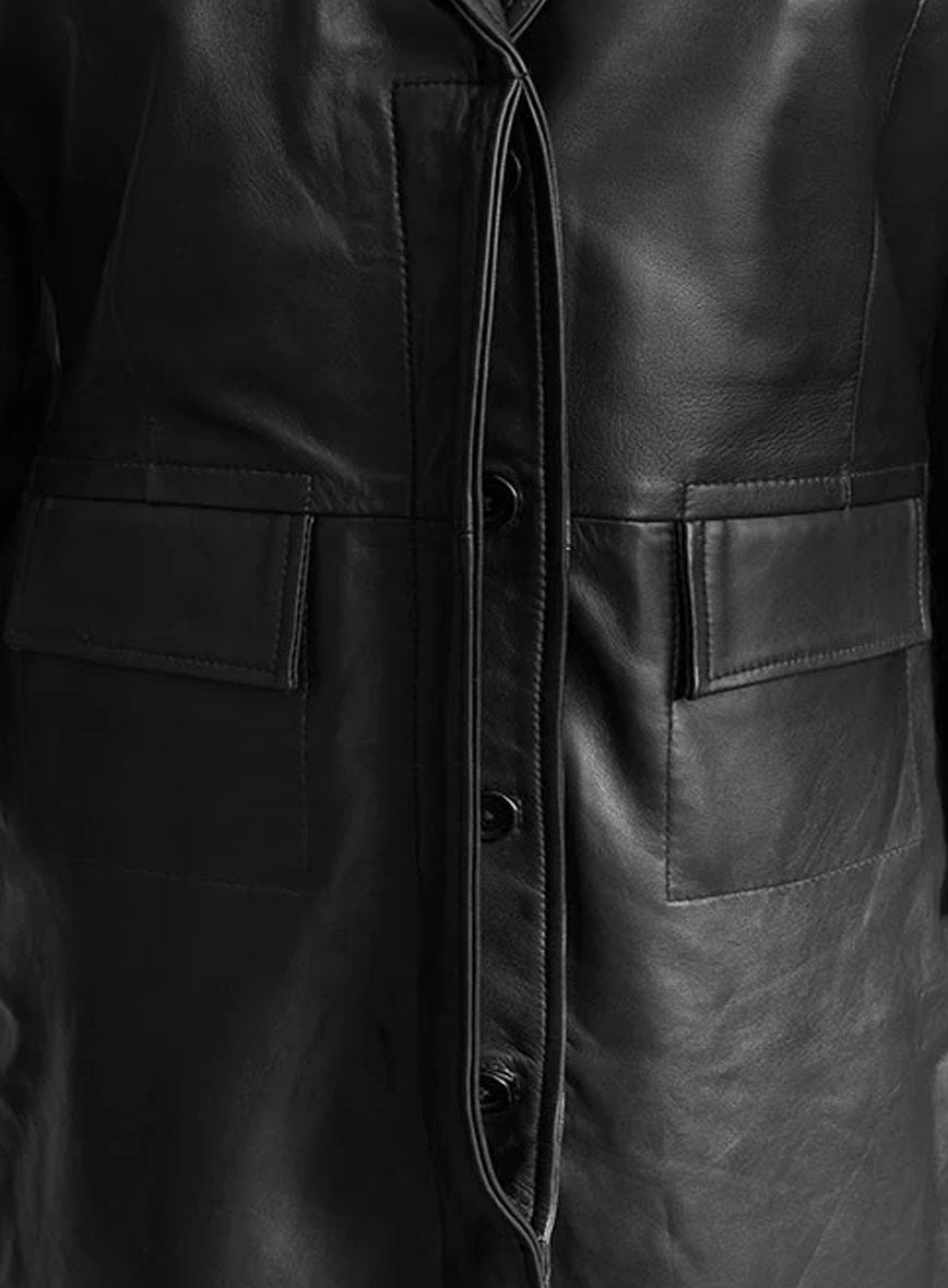 Margot Robbie Wolf Of Wall Street Leather Long Coat